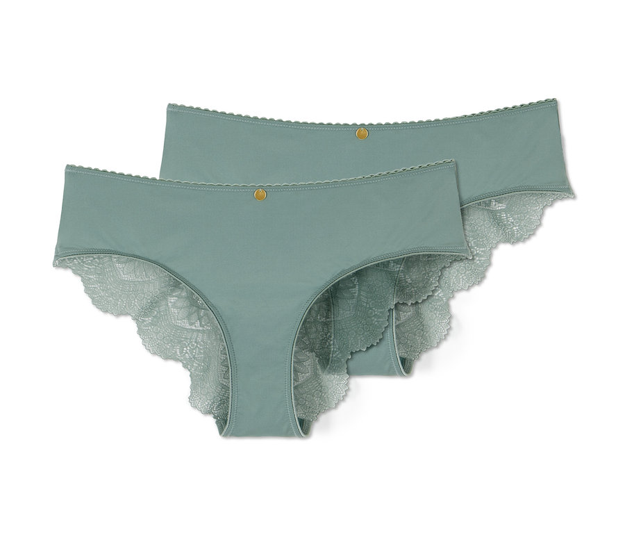 Zwei salbeifarbene Brazilslips.