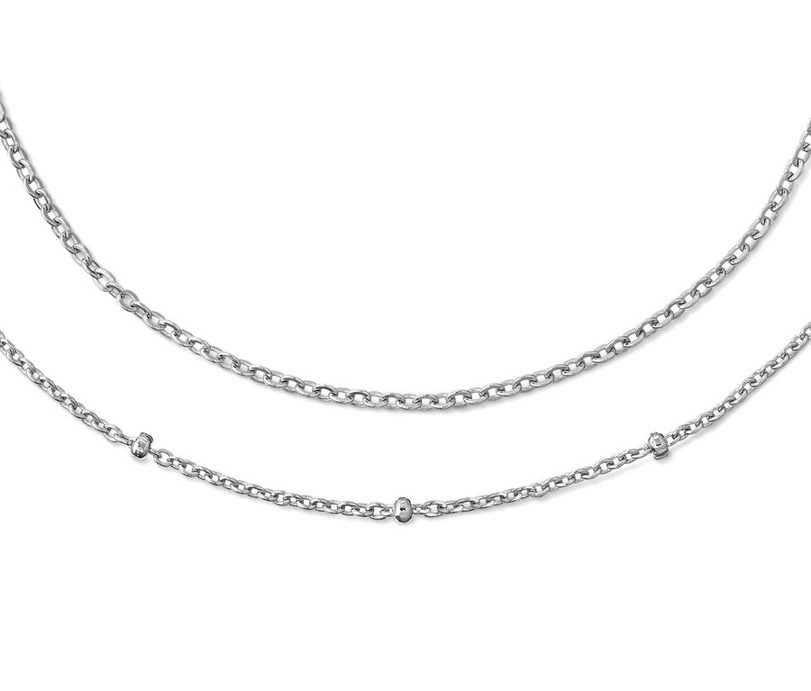 Zweireihige Layerkette aus rhodiniertem 925er Silber.