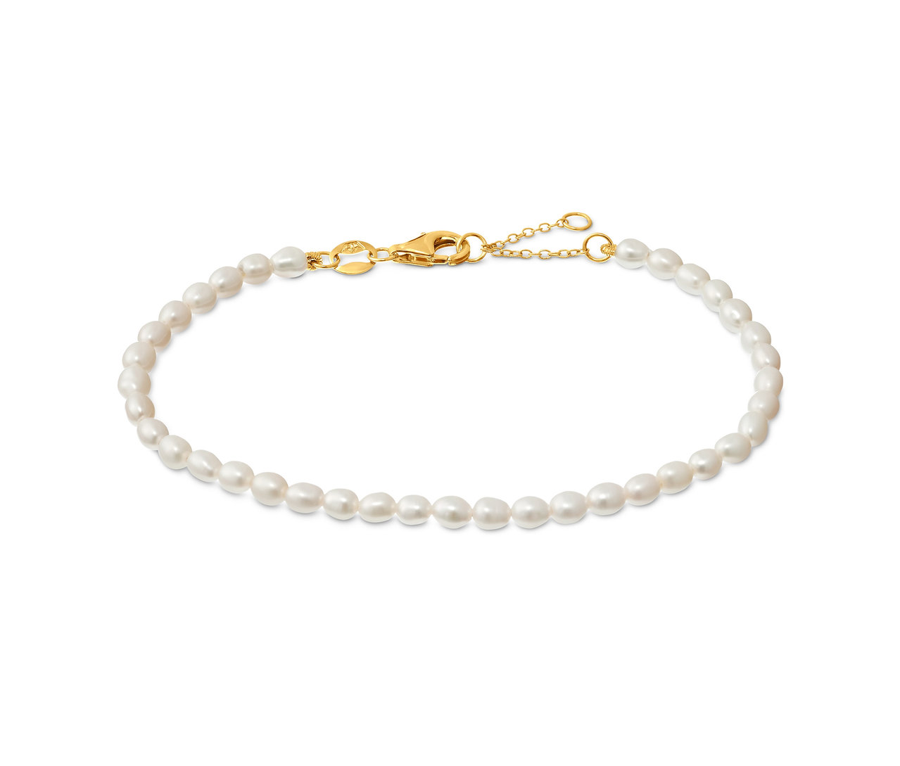 Armband aus 925er Silber, vergoldet, mit Süßwasserzuchtperlen.