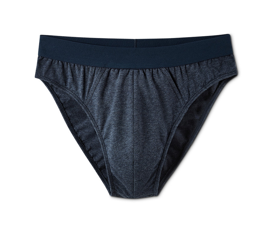Blauer Herrenslip, 5 Stück, mit dunkelblauem Bund.