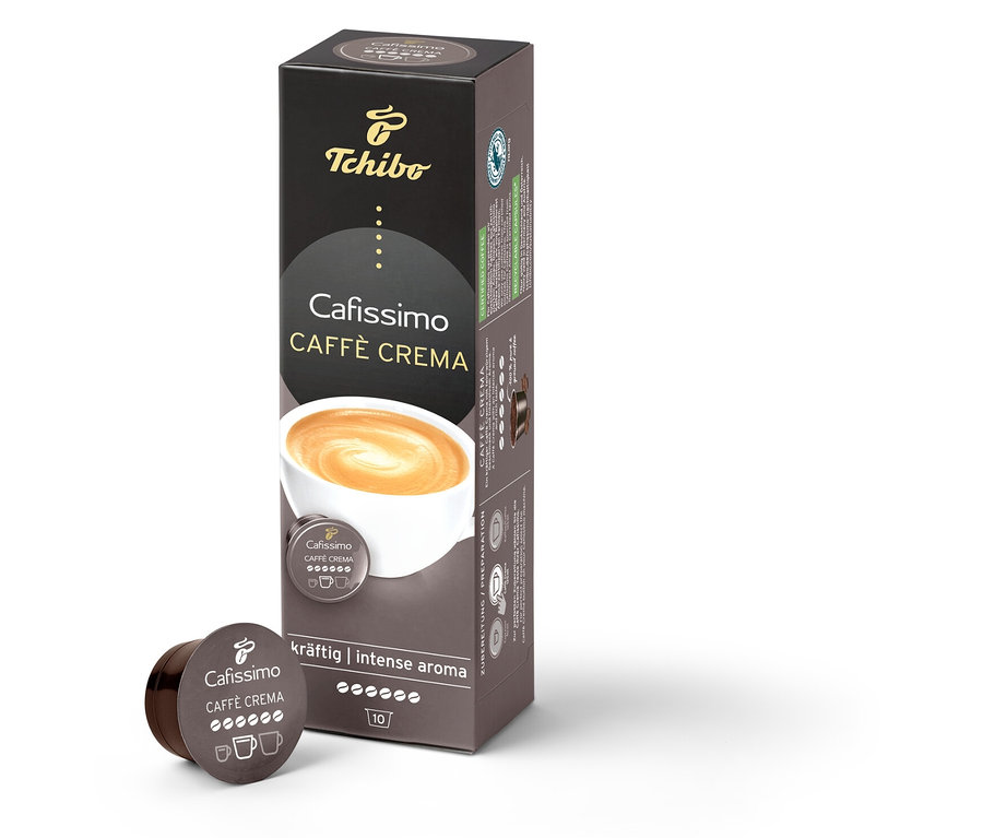 Eine Packung Cafissimo Favourite Collection 60 Kapseln und eine Packung Caffè Crema Kräftig - 10 Kapseln.