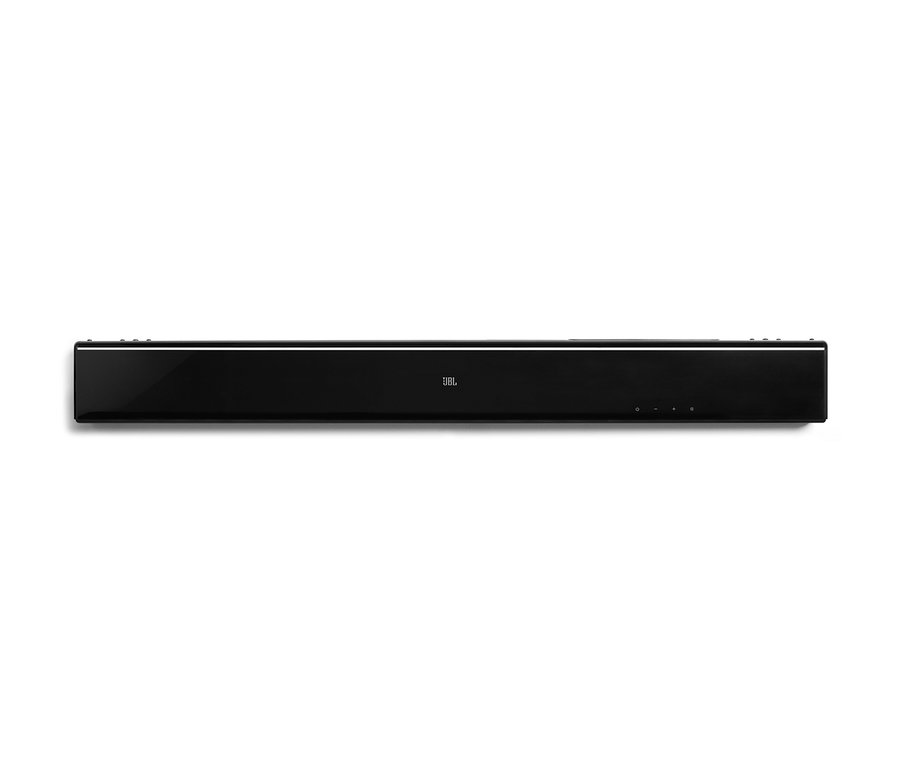 Schwarzer JBL Soundbar »Cinema SB120« auf weißem Hintergrund.