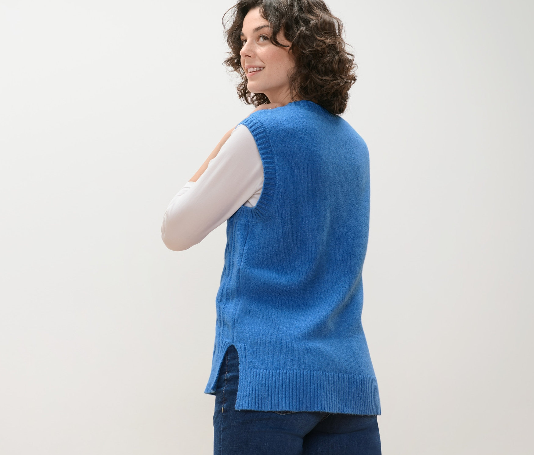 Thumbnail - Tchibo - Strick-Pullunder mit Zopfmuster - Damen - Gr. XL - hellblau