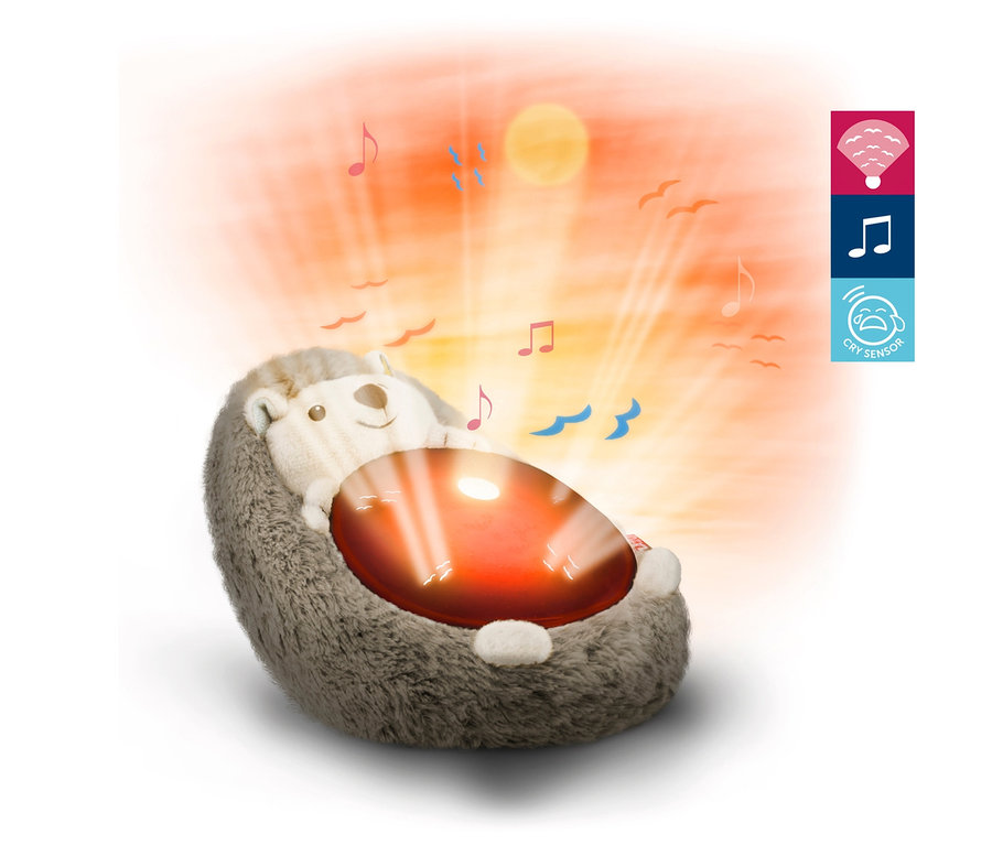 Der Zazu Projektor »Henry der Igel« projiziert Lichter und spielt Melodien ab.