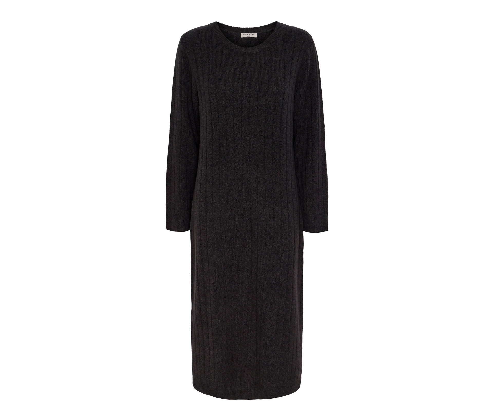 Geripptes Strickkleid - Damen - Gr. S - dunkelgrau - dunkelgrau