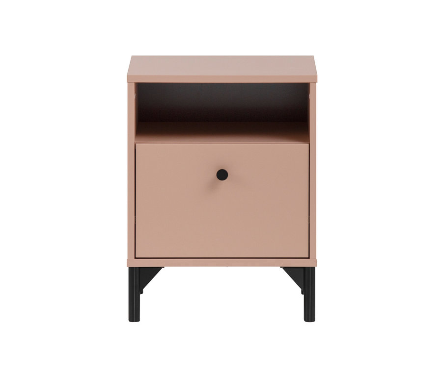 Aprikosenfarbene Nachtkonsole »Smash« mit schwarzen Beinen.