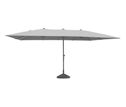 Heller, grauer Leco Doppelsonnenschirm, 270 x 460 cm, (exkl. Schirmständer).