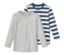2 Langarmshirts, Streifen - 1x weiß-grau-meliert gsetreift, 1x weiß-mittelblau gestreift