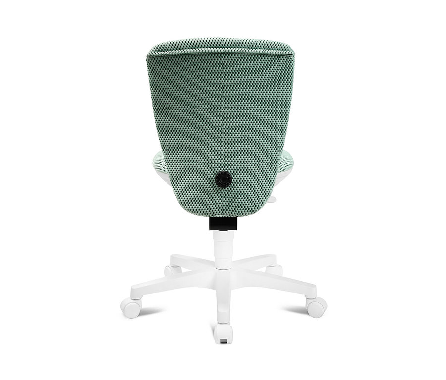 Rückansicht des mintgrünen Topstar Sitness »Home S'cool« Stuhls mit weißem Untergestell.