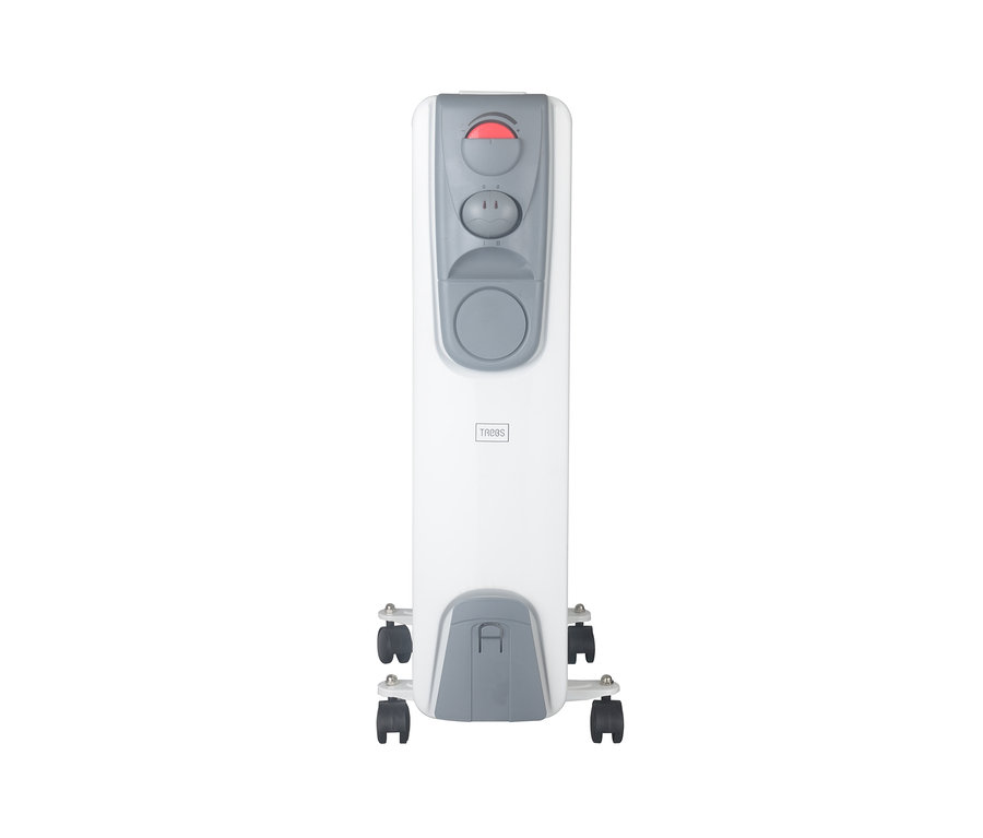 Weißer Ölradiator mit grauen Bedienelementen und Rollen. Ölheizgerät »99405«