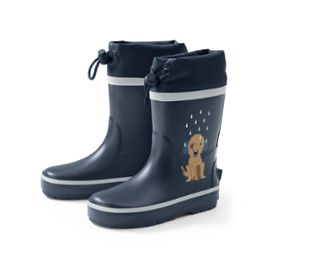 Dunkelblau mit Hunde-Print