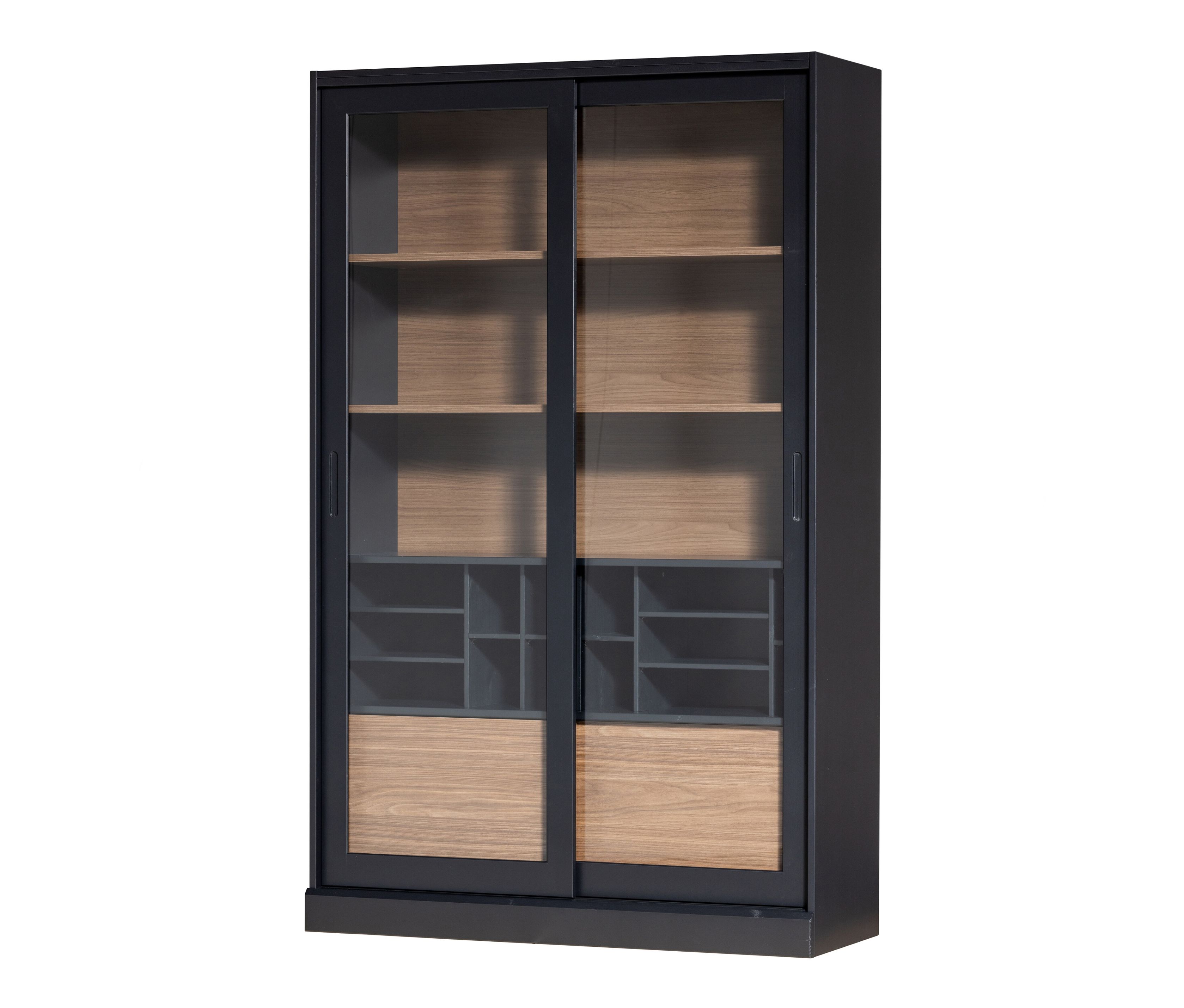 Tchibo - Woood Vitrine »James« aus Kiefernholz - 125x47x200cm - schwarz - Holz / Glas