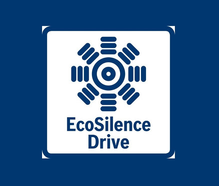 Blaues EcoSilence Drive Logo mit kreisförmigem, zahnradähnlichem Design auf weißem Hintergrund. Bosch Waschmaschine »WGG2440R10«