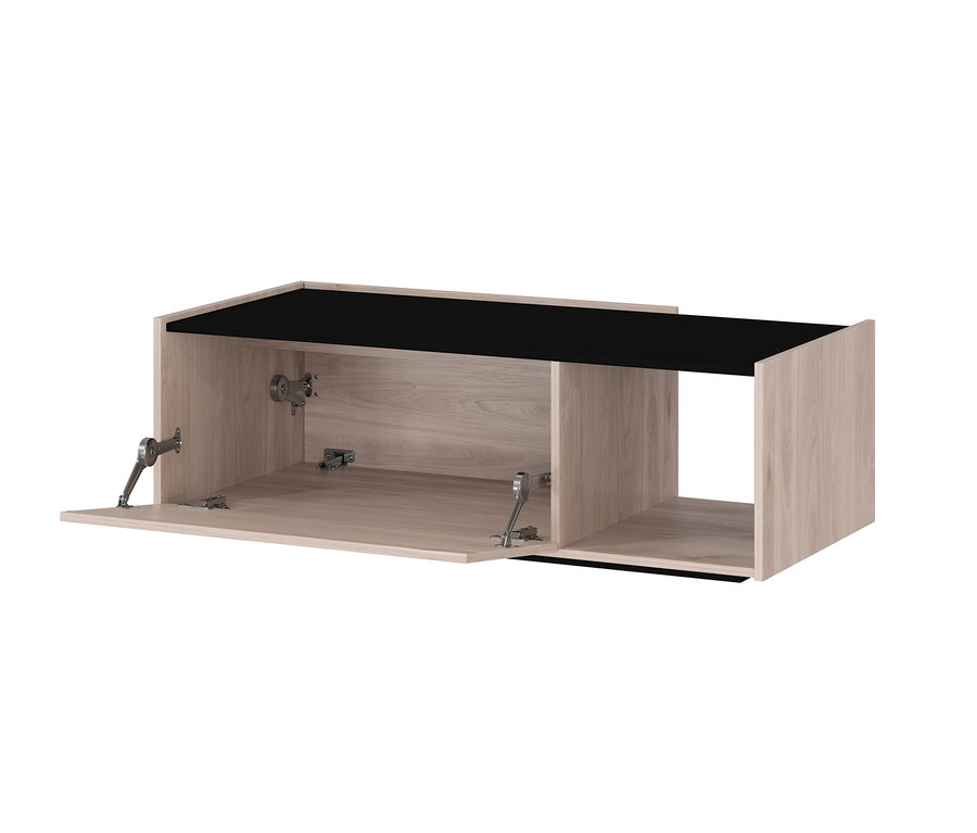 Offener Holz-Couchtisch »Cantoria« mit schwarzer Platte.