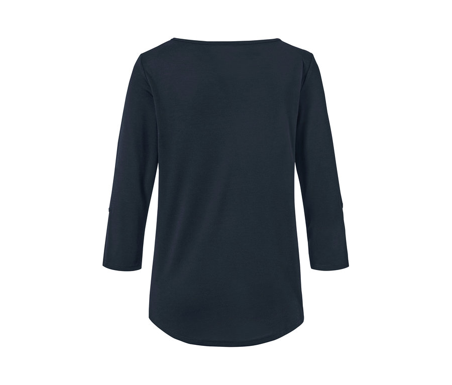 Dunkelblaues Funktionsshirt mit 3/4-Ärmeln von hinten.