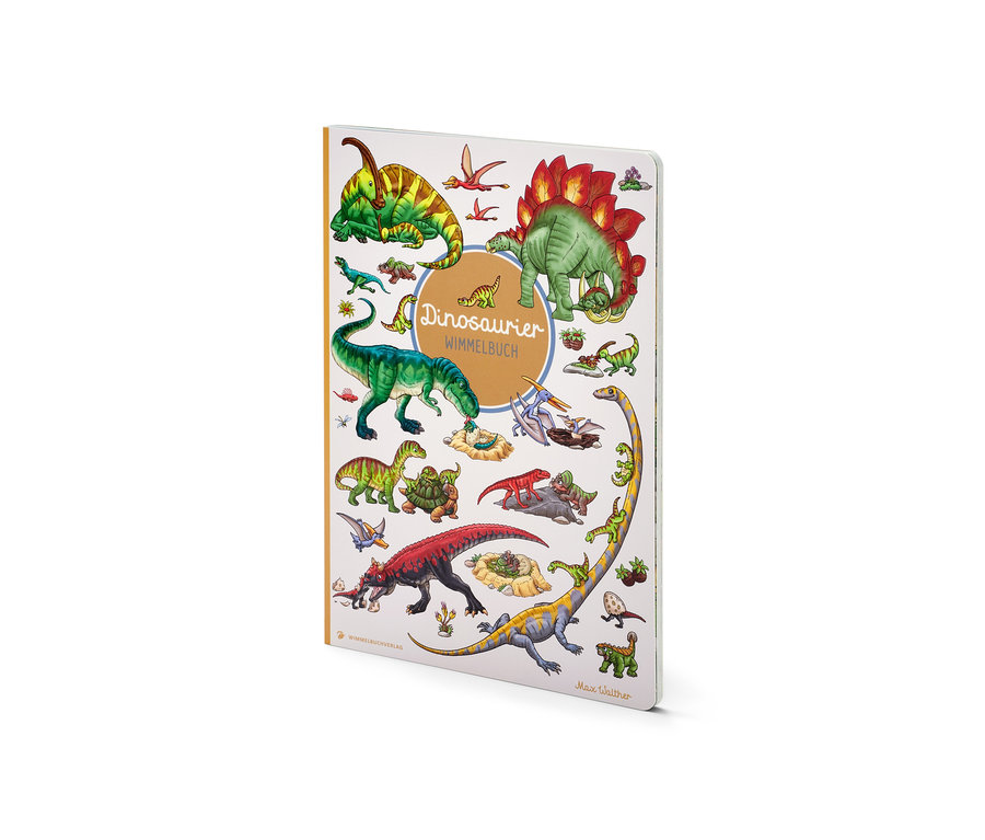 Buch »Dinosaurier Wimmelbuch« mit diversen Dinosaurier Illustrationen.