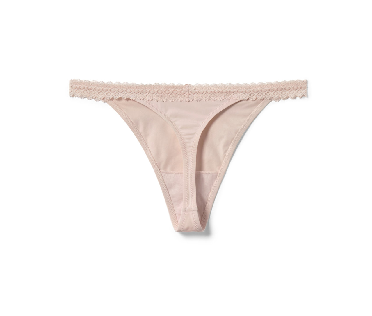 Nahaufnahme von einem beigen String aus der 5 Strings Packung mit Spitze