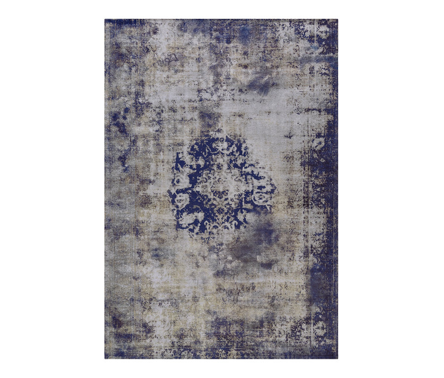 Kayoom Kurzflorteppich »Vintage 8406« Teppich mit blauem Blumenmuster in der Mitte.
