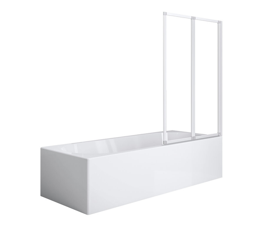 Weiße Badewanne mit Breuer Ektos Badewannenaufsatz.