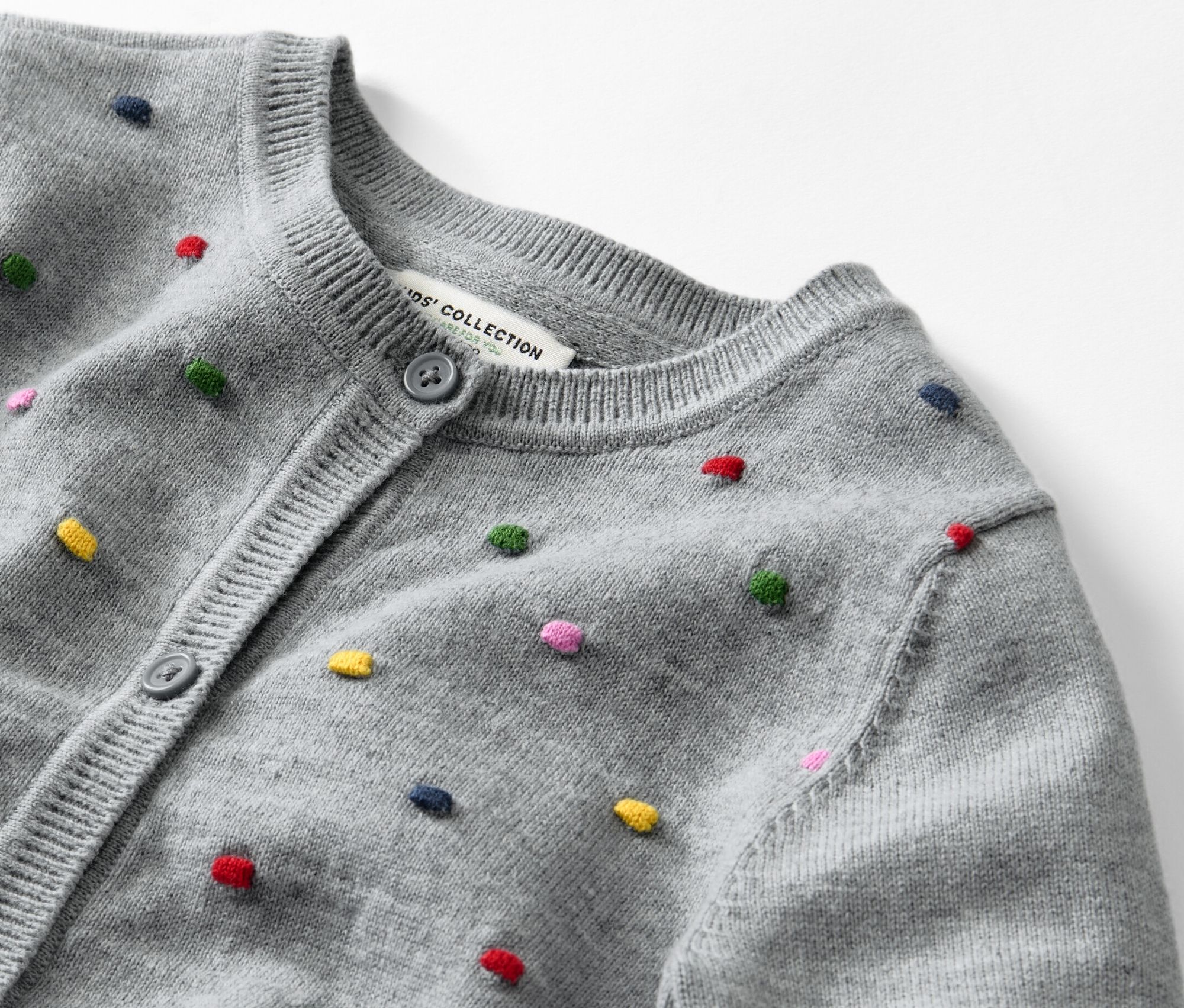 Thumbnail - Tchibo - Kinder-Strickjacke - Mädchen - Gr. 122/128 - grau/gepunktet