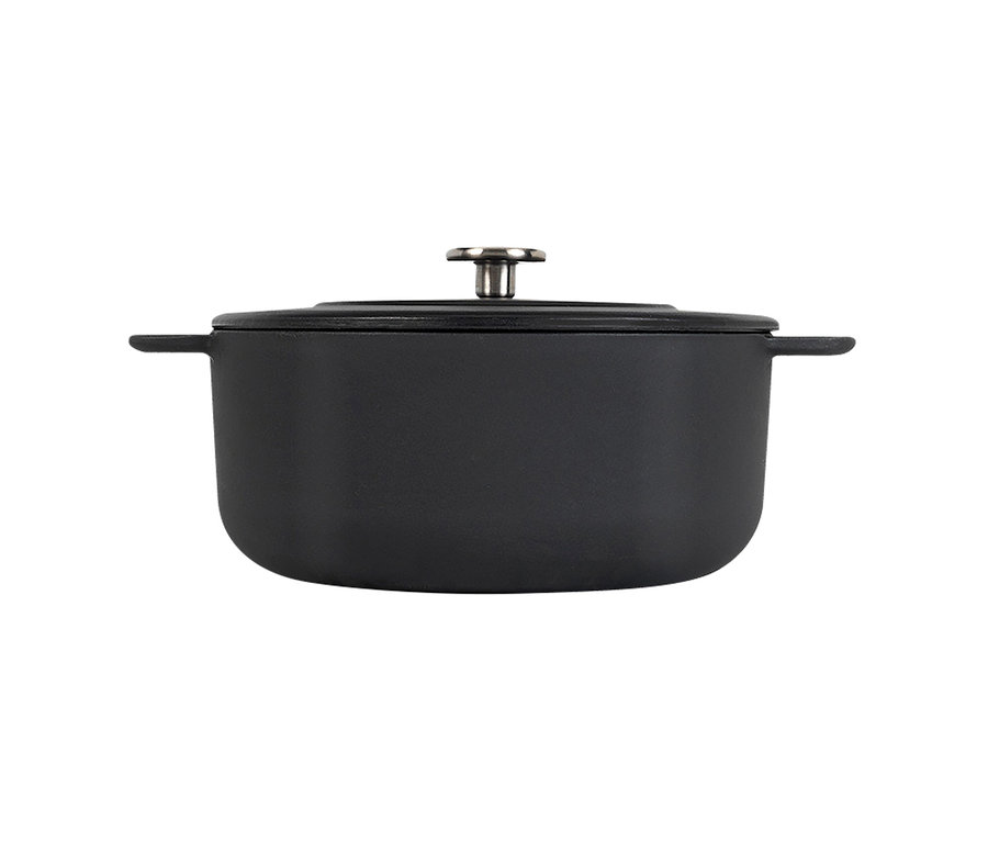 Schwarzer COMBEKK Gusseisen-Bräter »Sous-Chef« mit Deckel, Ø ca. 24 cm.