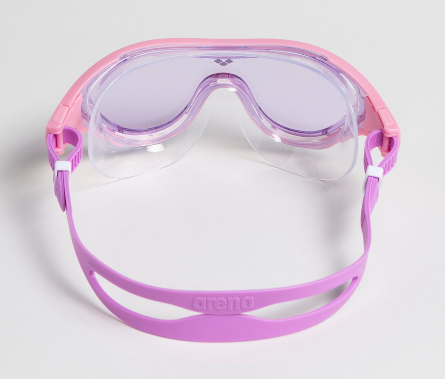 Pinke arena Junior Kinder-Schwimmbrille The One Mask auf weißem Hintergrund.