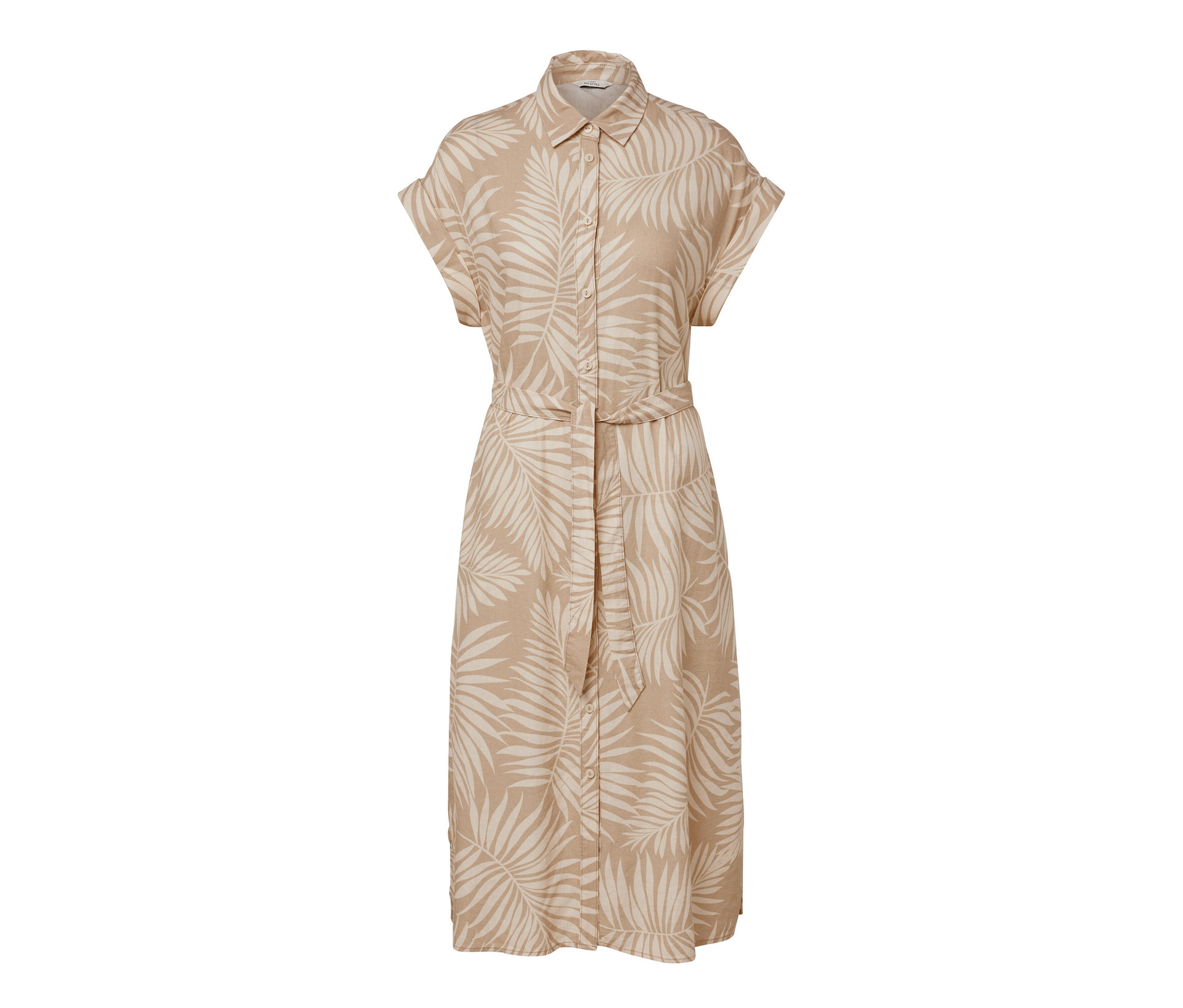 Bedrucktes Leinenkleid - Damen - Gr. 42 - creme/print - creme