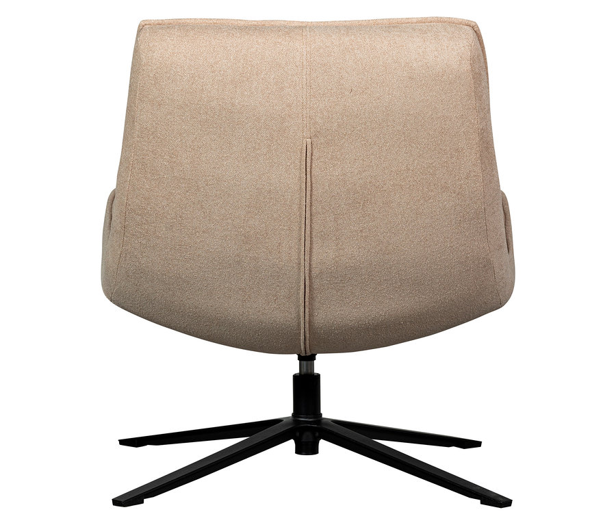 Rückansicht des naturfarbenen Woood Drehsessels "Maudi" mit schwarzem Fuß.