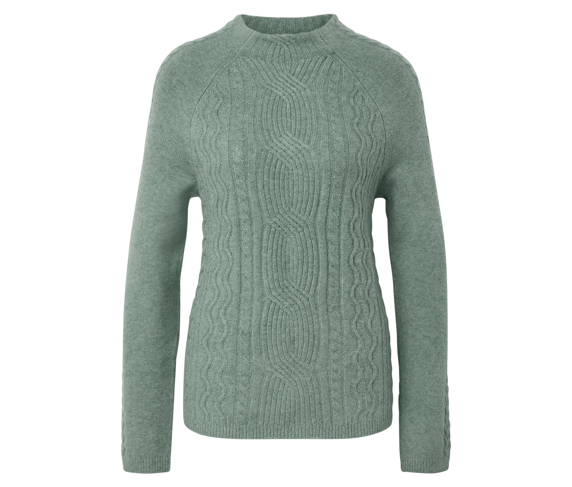 Grobstrickpullover mit Zopfmuster - Damen - Gr. S - grün - grün