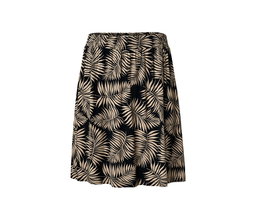 Ein bedruckter Jerseyrock mit Palmenmuster.