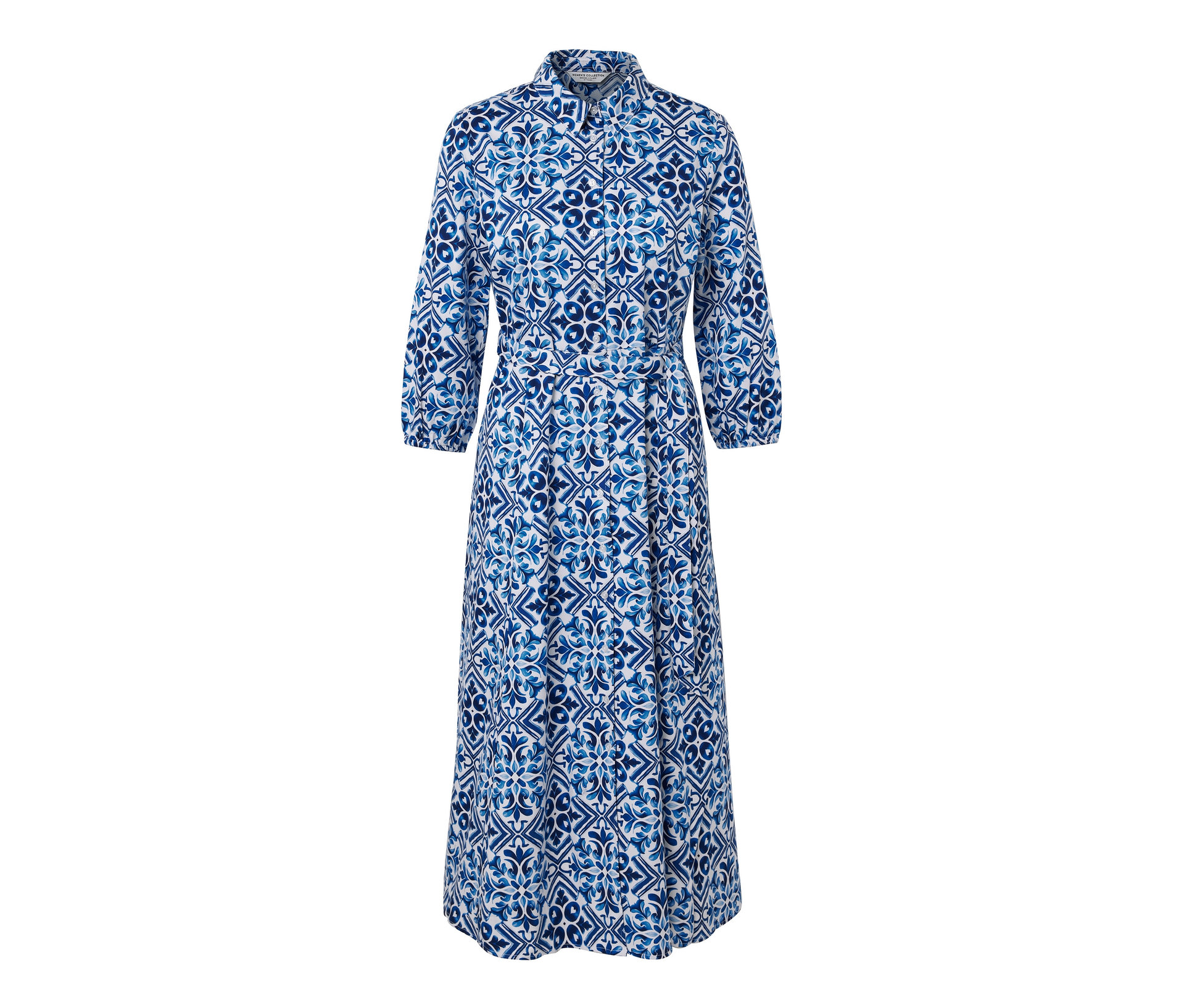 Bedrucktes Midi-Kleid - Damen - Gr. 42 - weiß/print - weiß