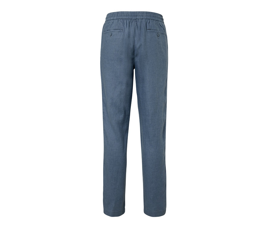 Blaue Leinen-Chino.