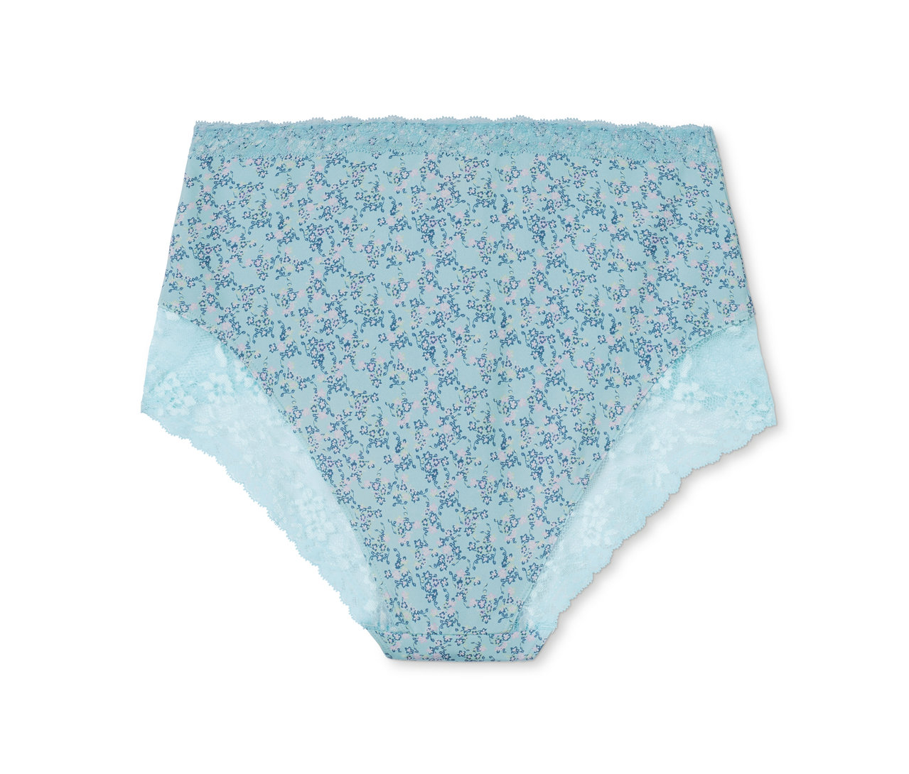 Türkise Highwaist-Panty mit floralem Alloverprint.