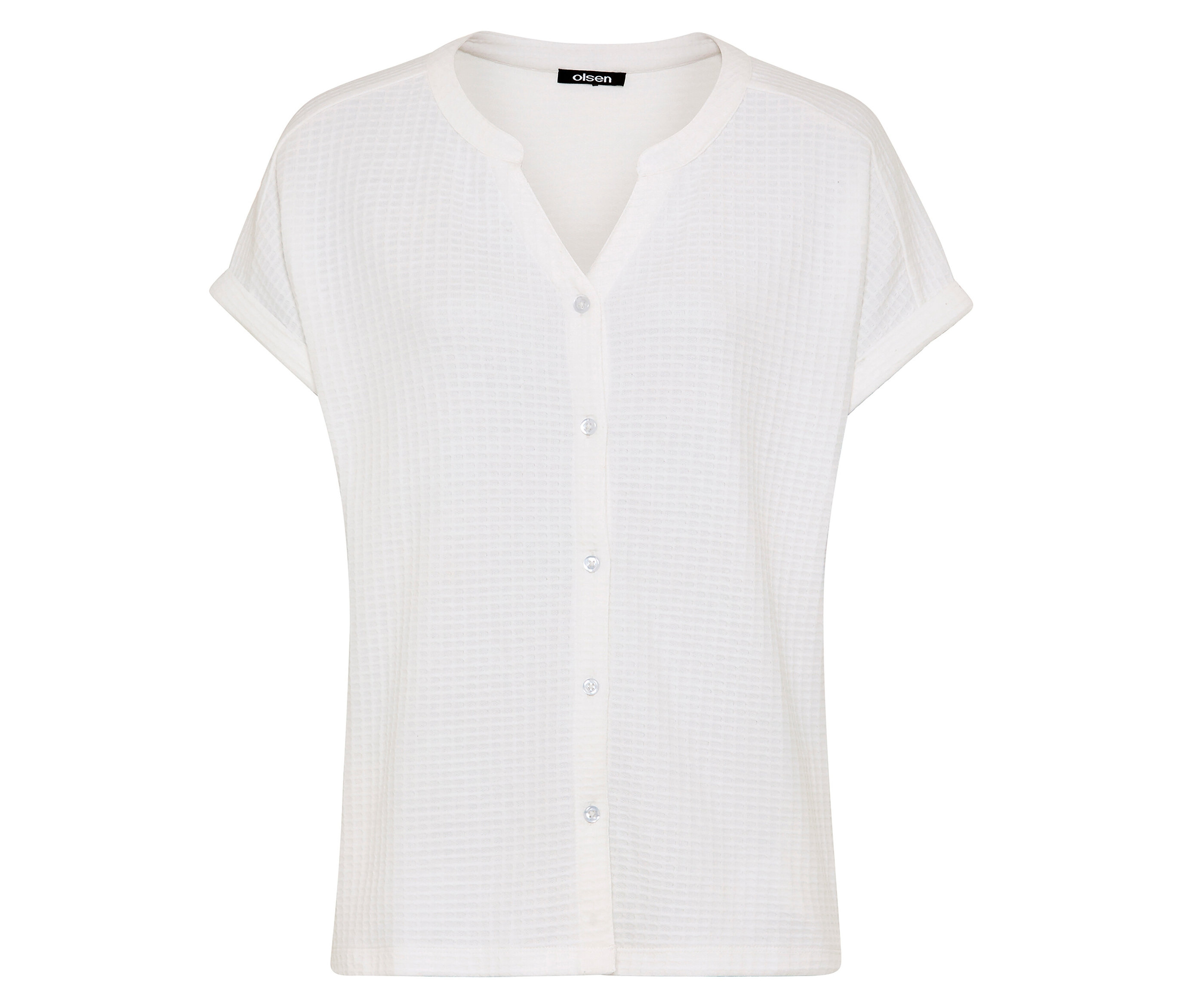 Strukturiertes Olsen Shirt mit Knöpfen - Damen - Gr. 48 - weiß - weiß