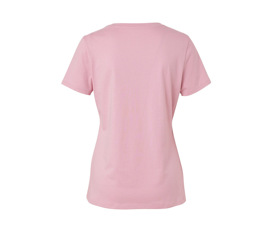 Rückansicht eines rosafarbenen Basic T-Shirts.