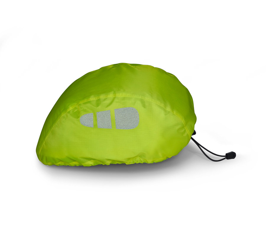 Ein grüner Bezug mit reflektierenden Elementen auf einem weißen Hintergrund.