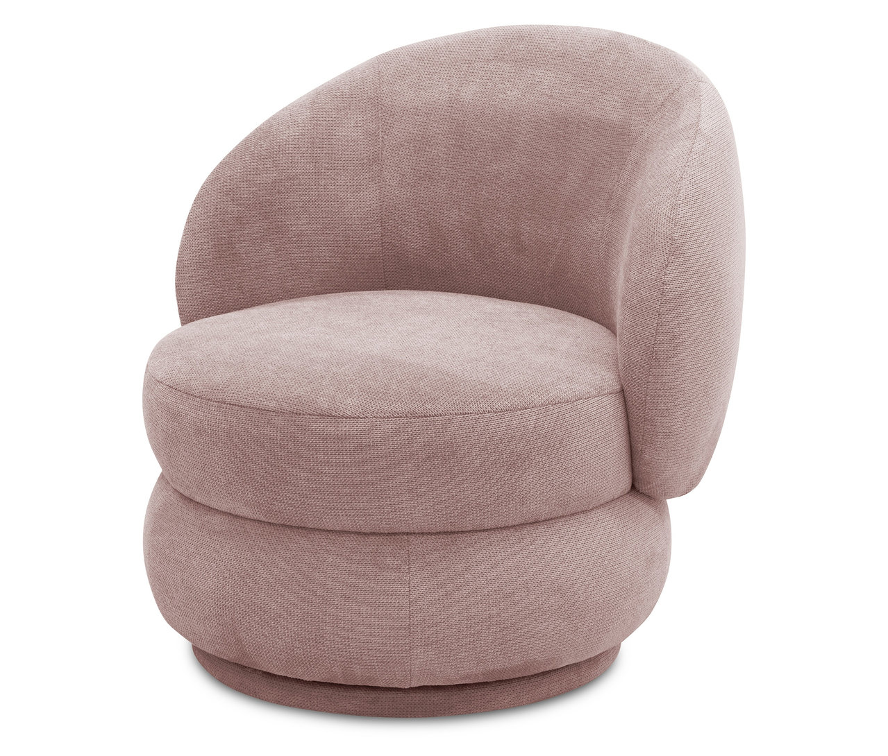 Freistehender, rosafarbener DOMO Sessel mit Drehfunktion.
