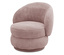 Freistehender, rosafarbener DOMO Sessel mit Drehfunktion.
