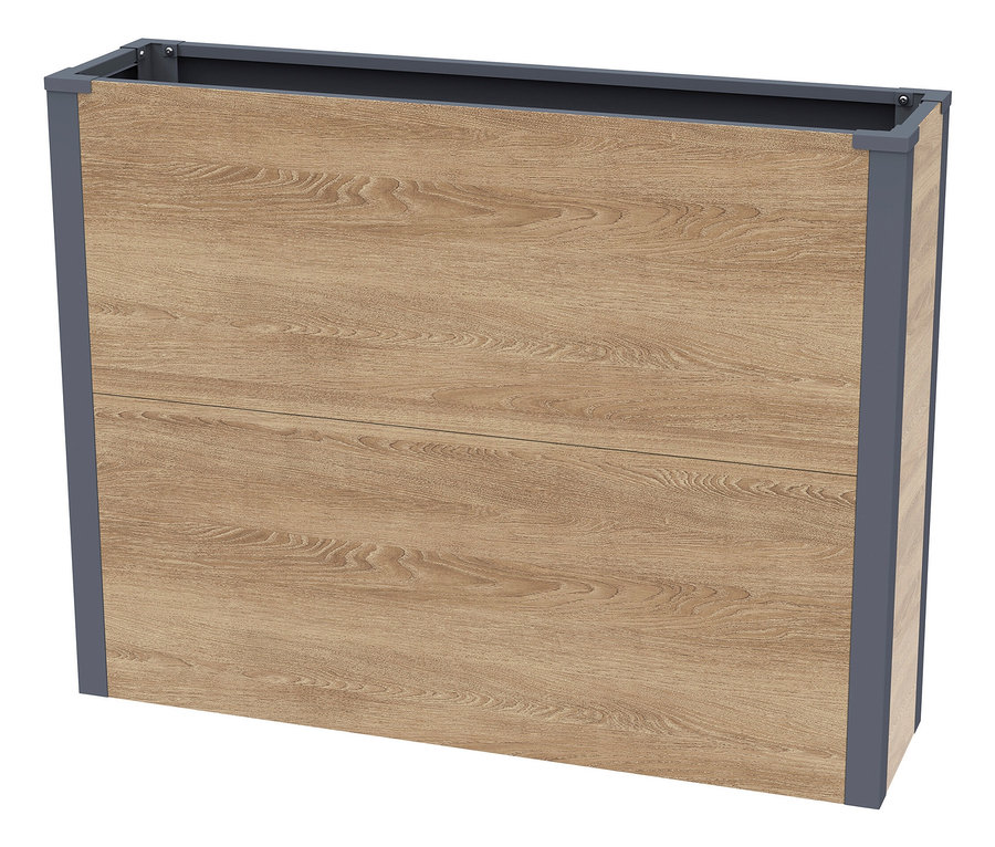 Holzfarbiger Pflanzkasten mit Einlegeboden, Höhe ca. 77cm.