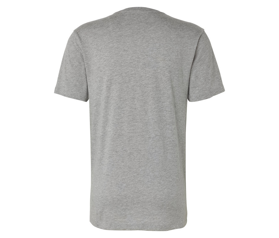 Rückansicht eines grauen T-Shirts.