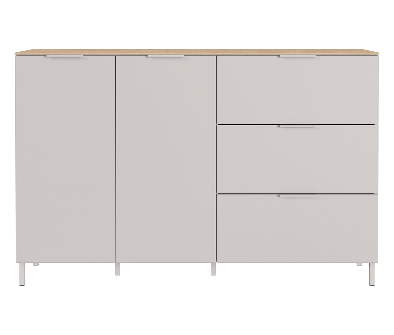 Das Sideboard »Savoca« in Kaschmir/Eiche steht frontal vor einem weißen Hintergrund.