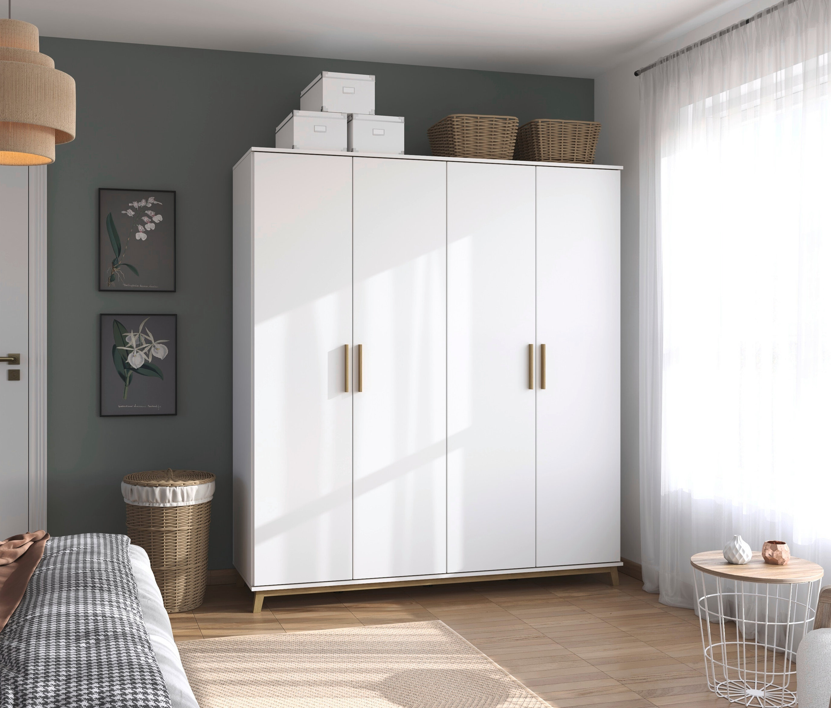 Thumbnail - rauch Kleiderschrank »Carlsson« mit Drehtüren - 181x53x203cm - braun - Holz / Holz / Eichenholz
