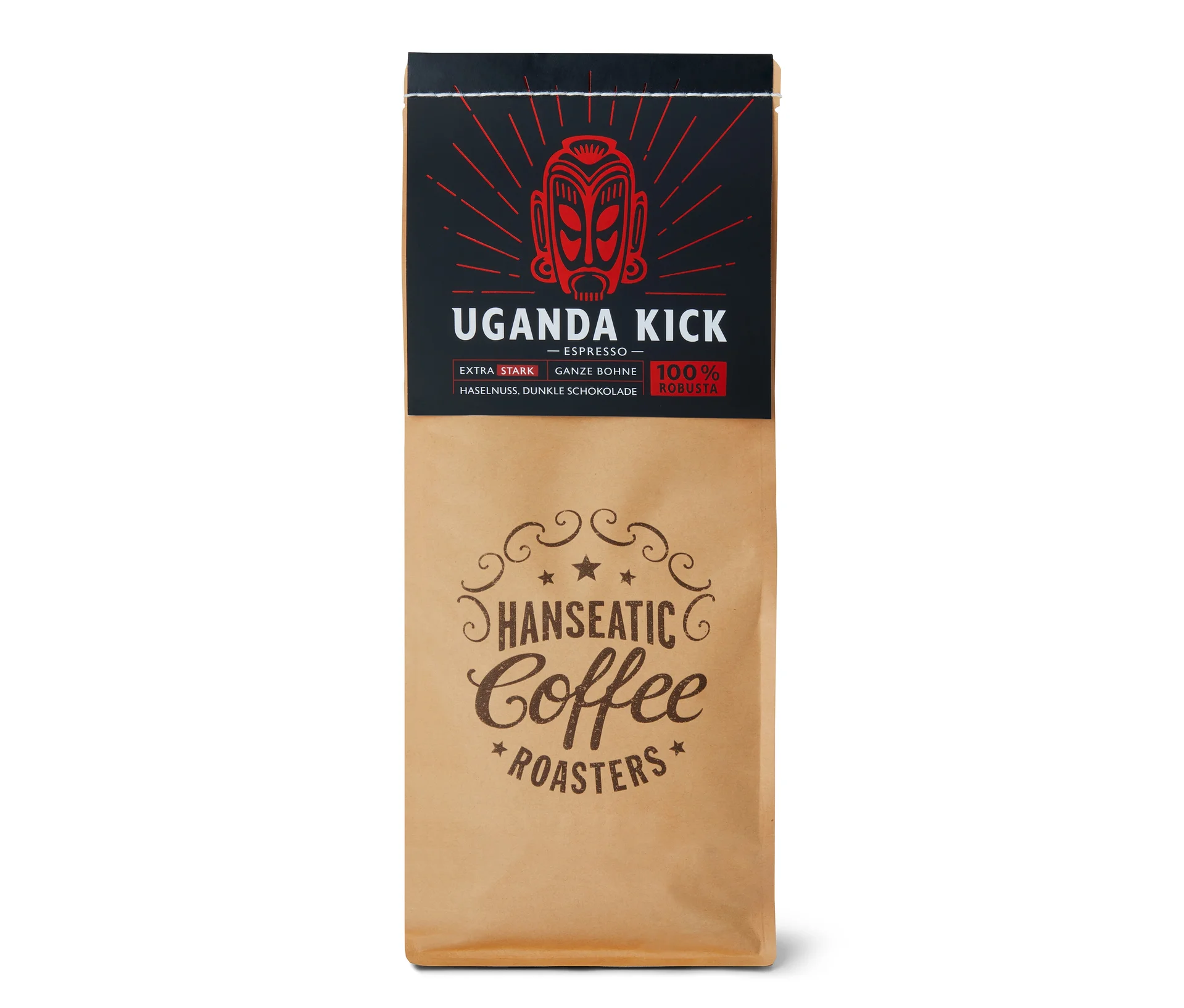 Hanseatic Dunkel - Uganda Kick Espresso - 1 Kg Ganze Bohne - Intensität: 6/6