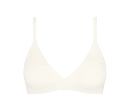 Weißer sloggi ZERO Feel Pure THE UP Push Up BH mit Trägern und V-Ausschnitt.
