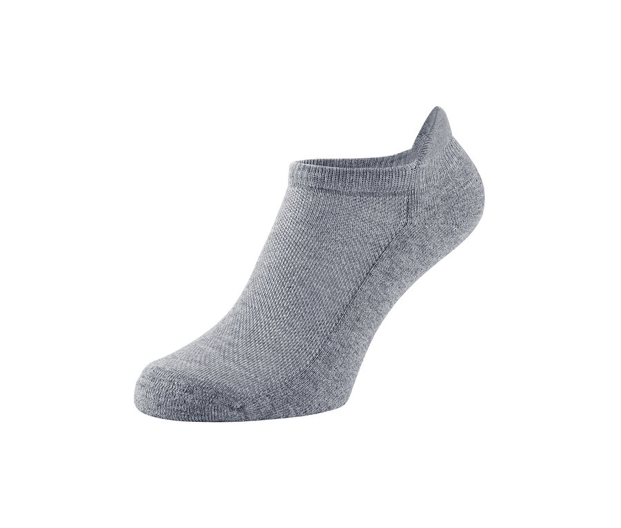 Ein grauer Funktions-Sneakersocken vor einem weißen Hintergrund.