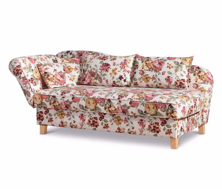Max-Winzer®-Recamiere »Saturn« mit Stauraum, links, floral und drei Kissen.