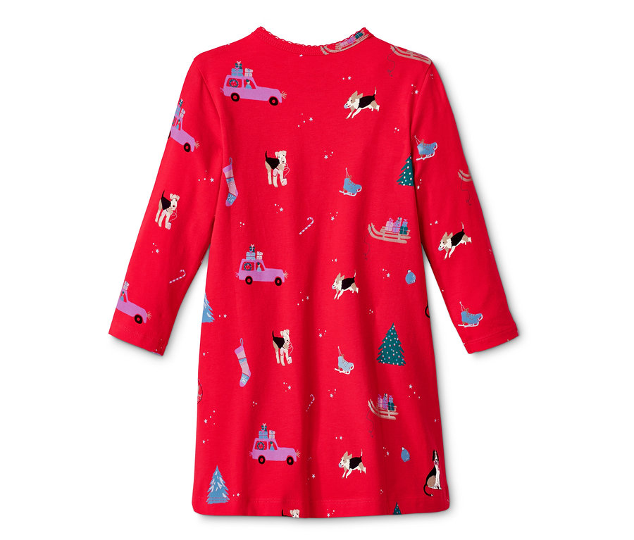 Rotes Nachthemd mit Weihnachtsmotiven.