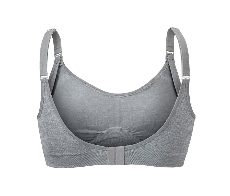 Detailansicht von hinten eines grauen Seamless-Still-BHs aus einem 2er-Set.