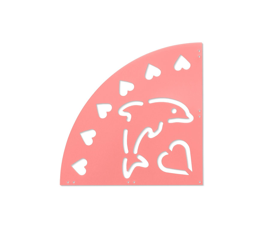 Rosa Straßenmalkreide-Schablone mit Delfin- und Herzmotiven.