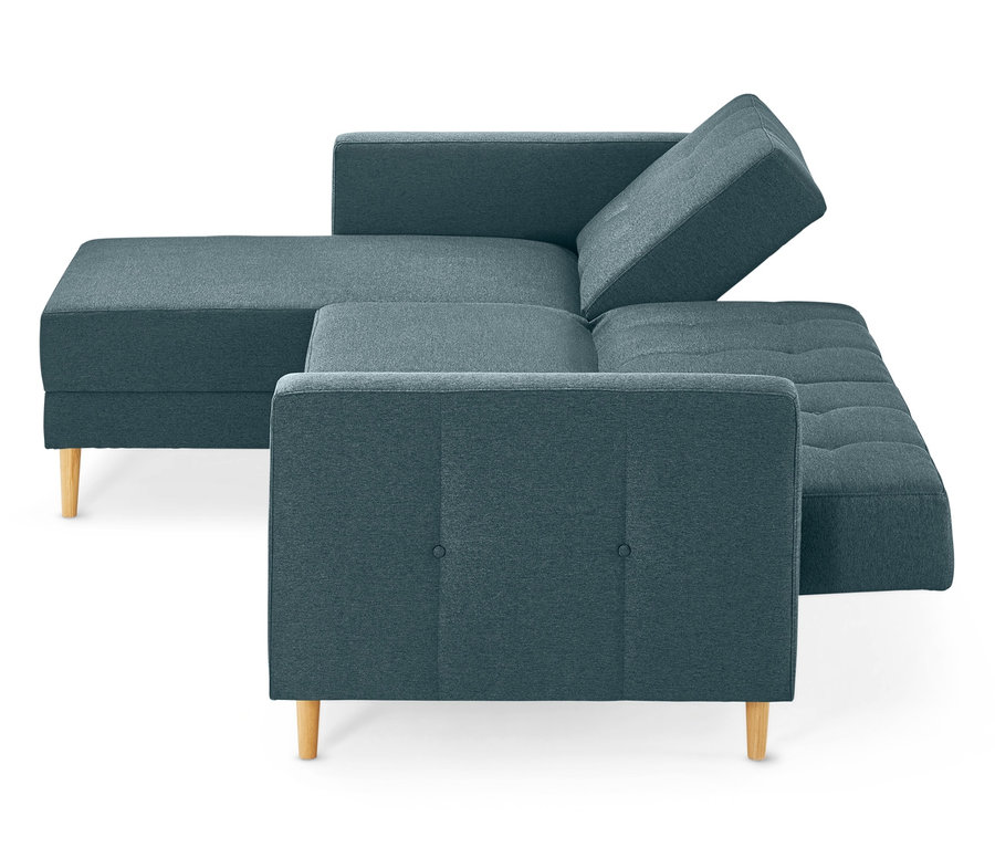Blau-graues Federkern-Eckschlafsofa »Just Relax« mit Stauraumbank.